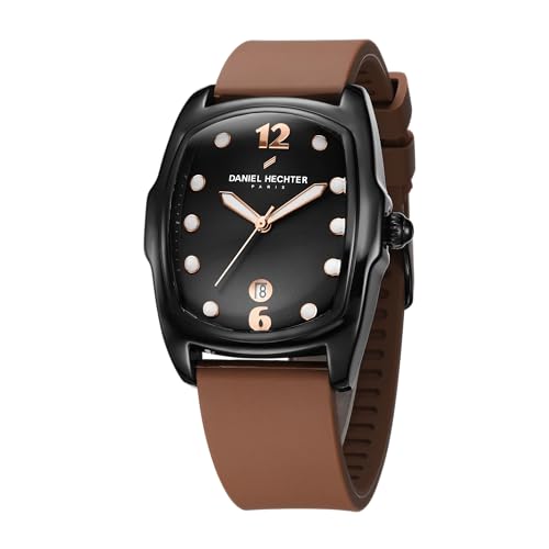 Daniel Hechter Paris Cite Collection Analog Watch for Men with Square Dial, Magnifier Dome Glass, Date Display, Quartz Movement and Silicone Strap - DHM1017 - Image 1