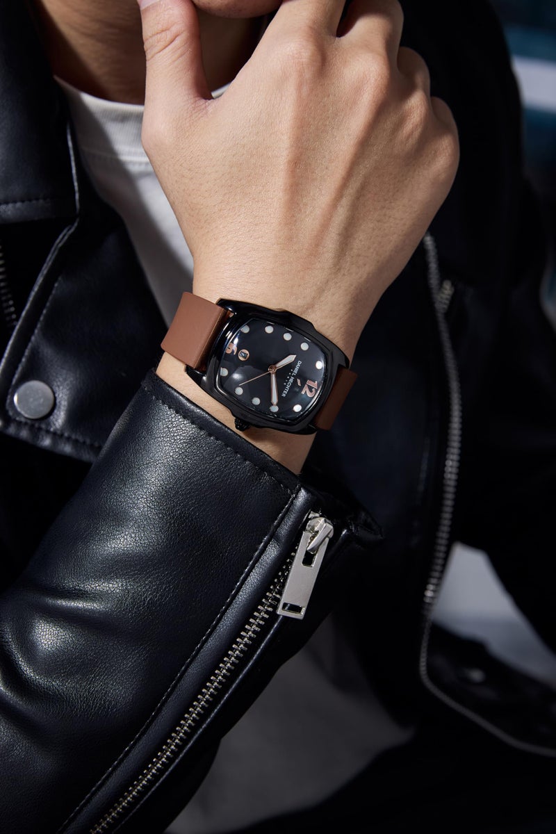 Daniel Hechter Paris Cite Collection Analog Watch for Men with Square Dial, Magnifier Dome Glass, Date Display, Quartz Movement and Silicone Strap - DHM1017 - Image 2
