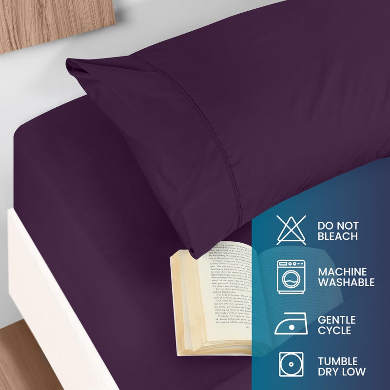 Utopia Bedding Queen Sheet Set - Brushed Microfiber - Soft Bed Sheets for Queen Size Bed Set - Includes 1 Fitted, 1 Flat, & 2 Pillow Cases - Deep Pocket (Purple) - Image 5