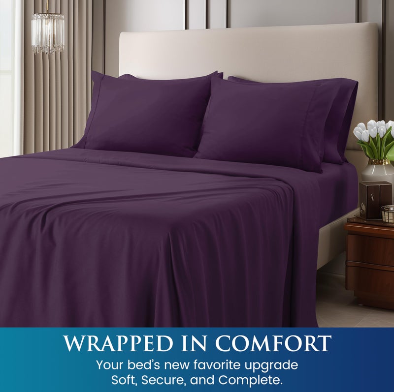Utopia Bedding Queen Sheet Set - Brushed Microfiber - Soft Bed Sheets for Queen Size Bed Set - Includes 1 Fitted, 1 Flat, & 2 Pillow Cases - Deep Pocket (Purple) - Image 4