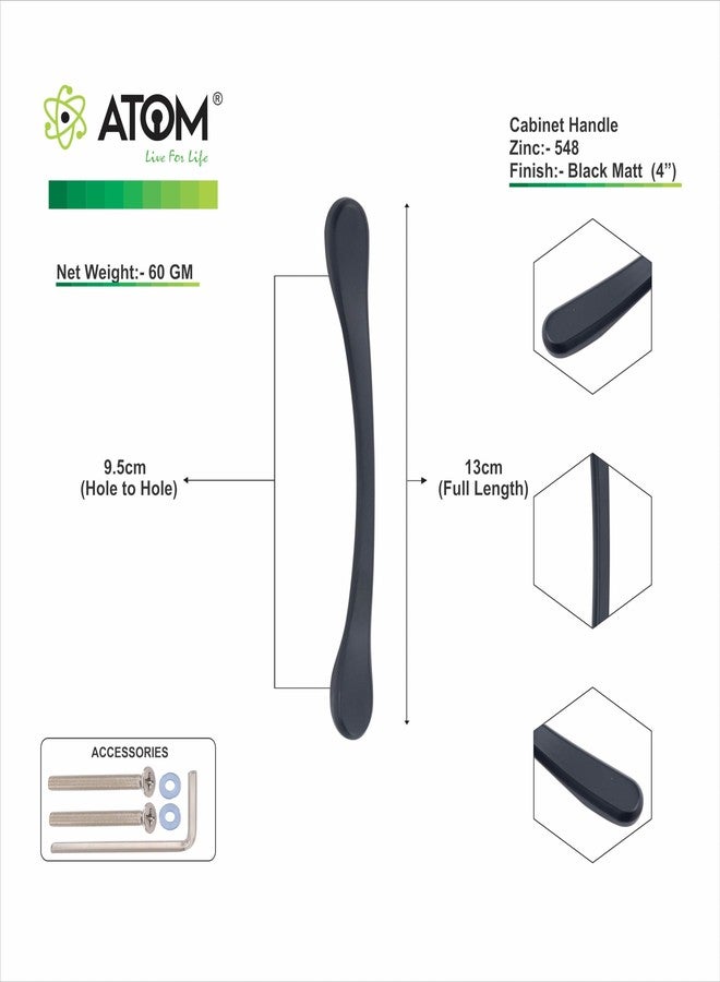 Atom 5.2 Inch Zinc Handle | Black Matt Finish | Cupboard Bar, Cabinet Hardware, Drawer Pull, Wardrobe Fitting | Pack of 20 | CH-548 - Image 5