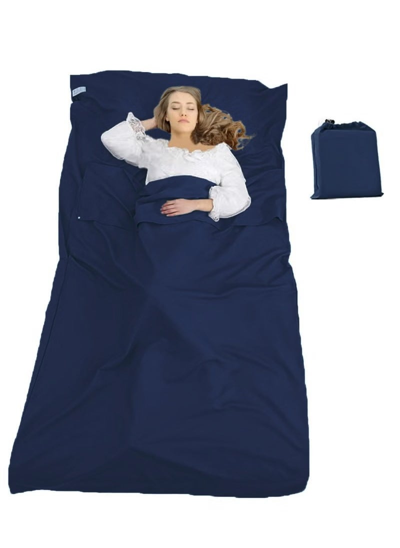 Cuken 115x210cm Sleeping Bag Liner with Storage Bag, Camping Travel Home Bed Sheet, Lightweight Breathable Hotel Compact Sacks (Dark Blue) 