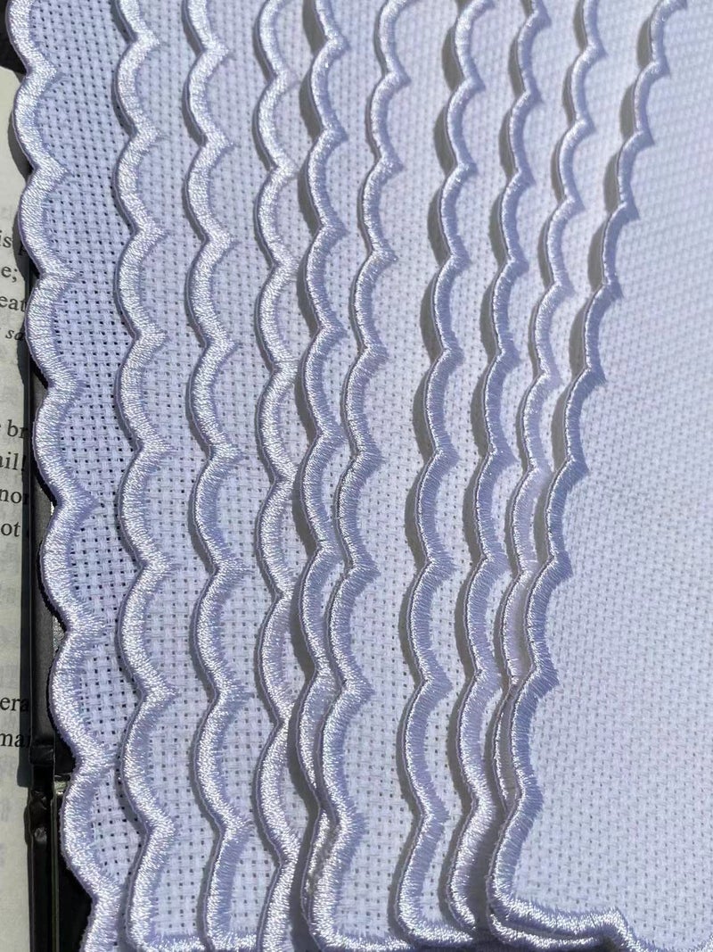 Max Stitch 10 pcs Colored Pure White Scallop Embroidery Edged Blank Cross Stitch Bookmark for DIY,aida Fabric Edged Cross Stitch Book Mark Blank - Image 3