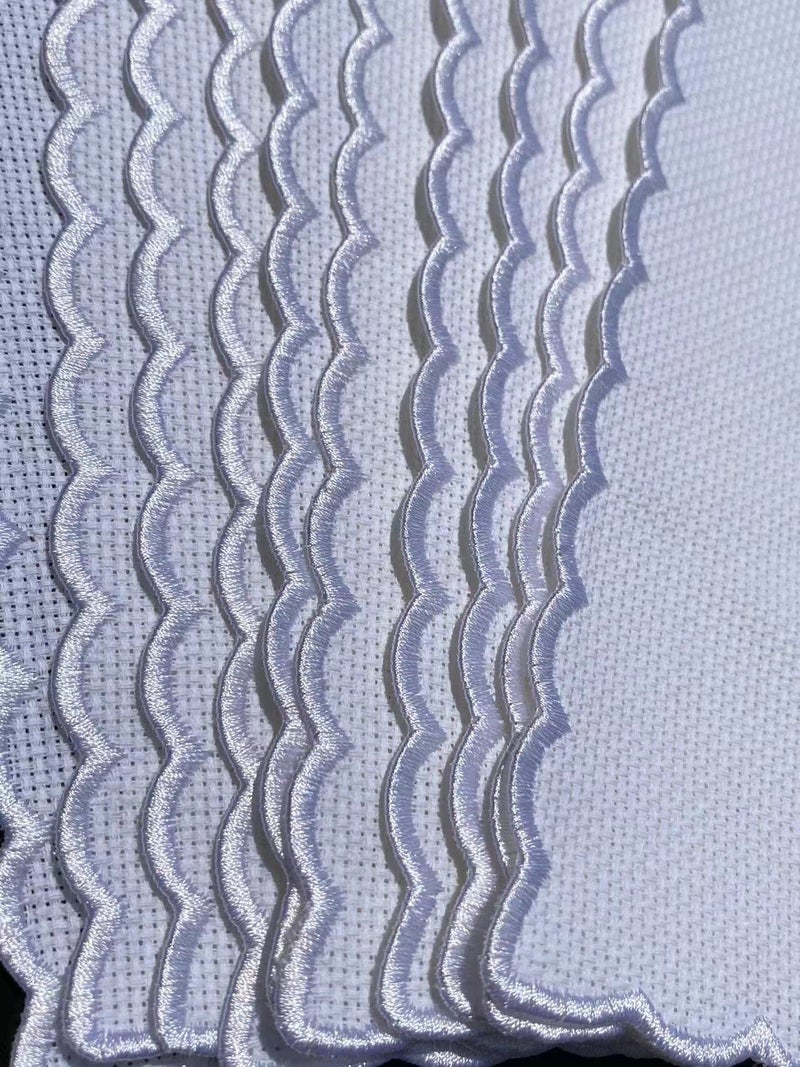 Max Stitch 10 pcs Colored Pure White Scallop Embroidery Edged Blank Cross Stitch Bookmark for DIY,aida Fabric Edged Cross Stitch Book Mark Blank - Image 5