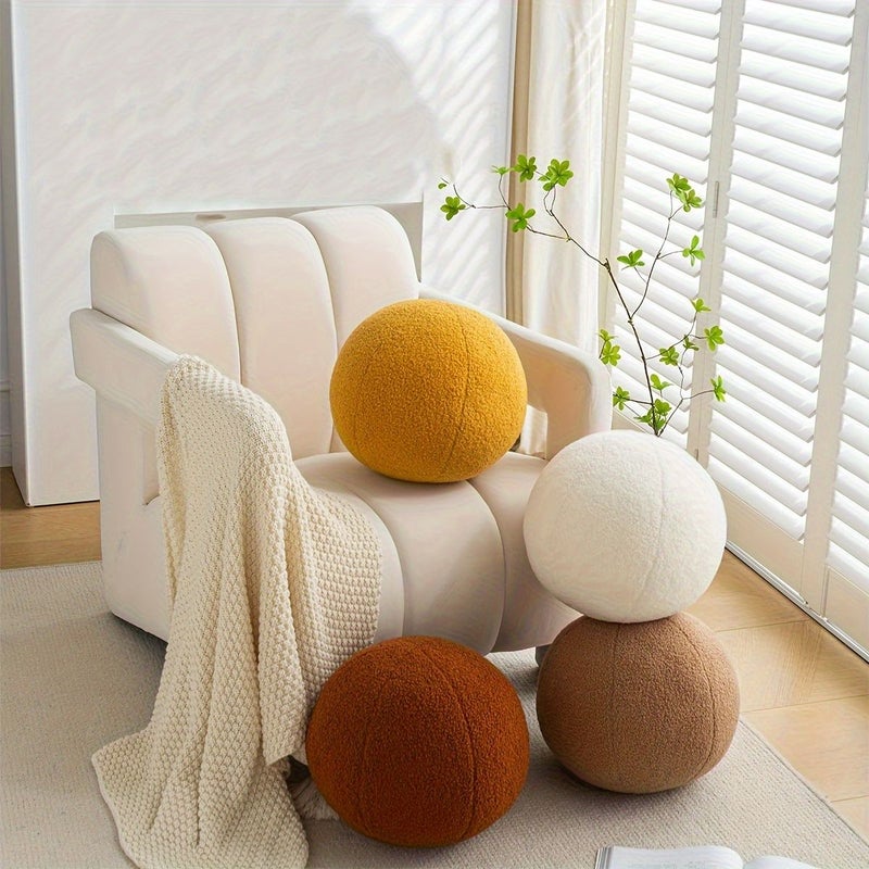 Black Round Plush Throw Pillow 11.81 Inch Fluffy Circle Cushion for Bedroom Living Room Couch Decor - Image 1