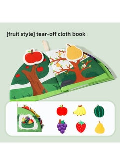 Generic Baby Puzzle Enlightenment Early Education Adorable Bear Three-dimensional Cloth Book Can't Tear Baby Comfort Toy Book 0-6 Months Baby Children-Color:Fruit Awareness Cloth Book  - Image 1