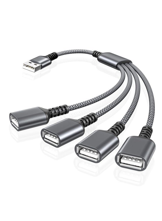 Basesailor USB Splitter Cable 4 Ports 0.3 m, 4 in 1 Type A Male to Female Splitter Nylon Multi Cord Multi Cord Multiple Door Multisocket Extender Hub Split Charger for Mac,PC,TV,Car,PS4 PS5,Xbox One - Image 1