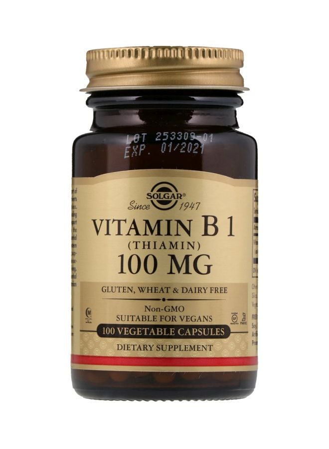 Vitamin B1 Dietary Supplement 100 mg - 100 Vegetable Capsules