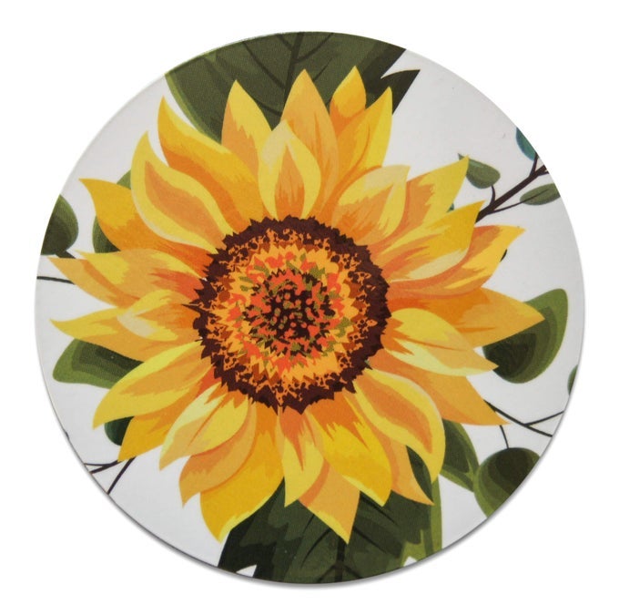 Sunflower Refrigerator Magnet Vinyl 3 Round Flat Magnet for Fridge Lockers Home Kitchen and Farmhouse Decor Self Adhesive to Metal Surfaces 1 Pack