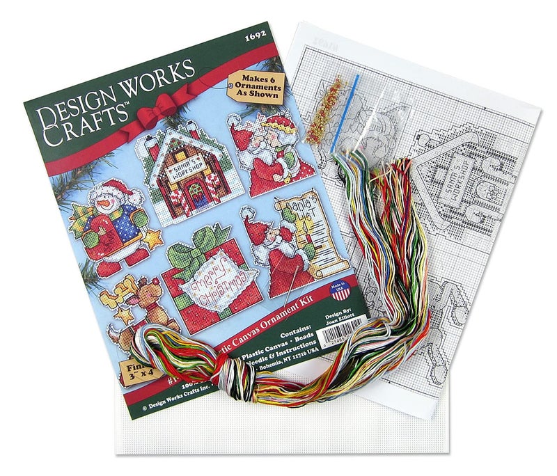 Tobin Santa's Workshop Ornaments Counted Cross Stitch Kit, 3 by 4-Inch, 14 Count, Set of 6 DW1692 - Image 3