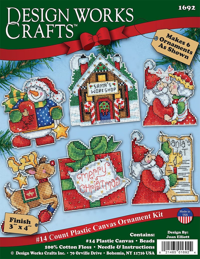 Tobin Santa's Workshop Ornaments Counted Cross Stitch Kit, 3 by 4-Inch, 14 Count, Set of 6 DW1692 - Image 2