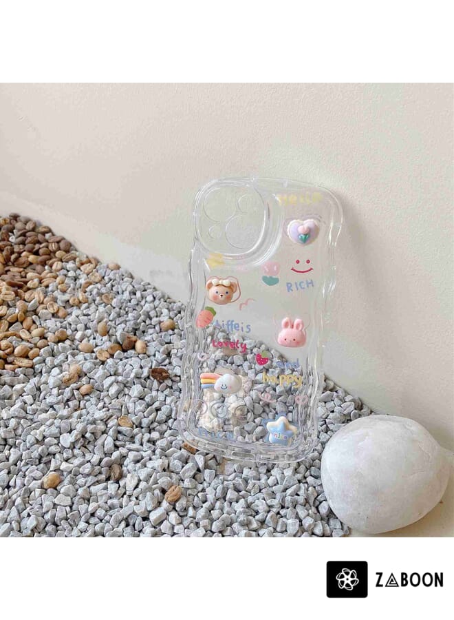 Zaboon Protective Case Cover For iPhone 12 Wave 3D Bear - Image 4