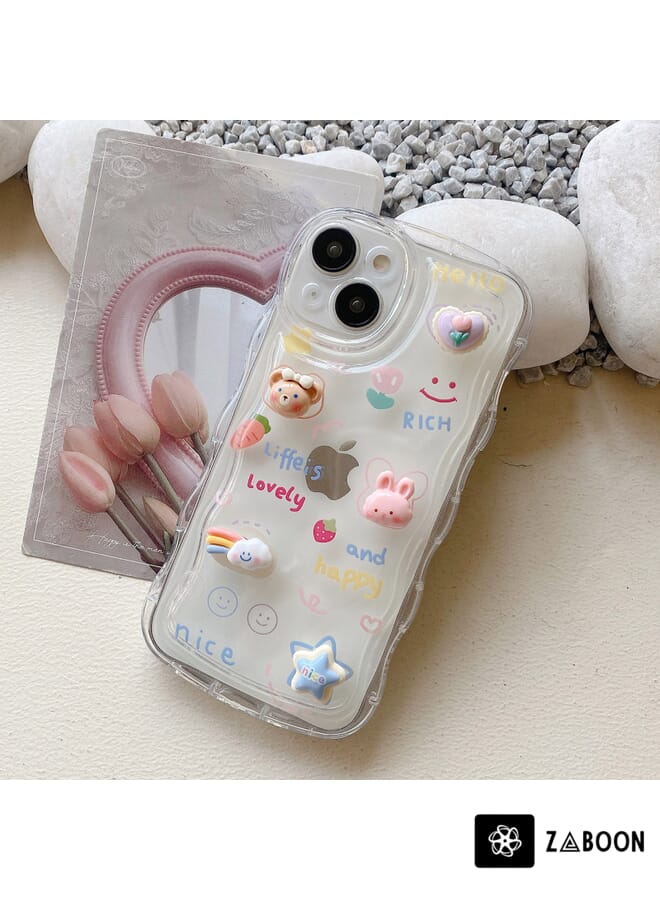 Zaboon Protective Case Cover For iPhone 12 Wave 3D Bear - Image 2