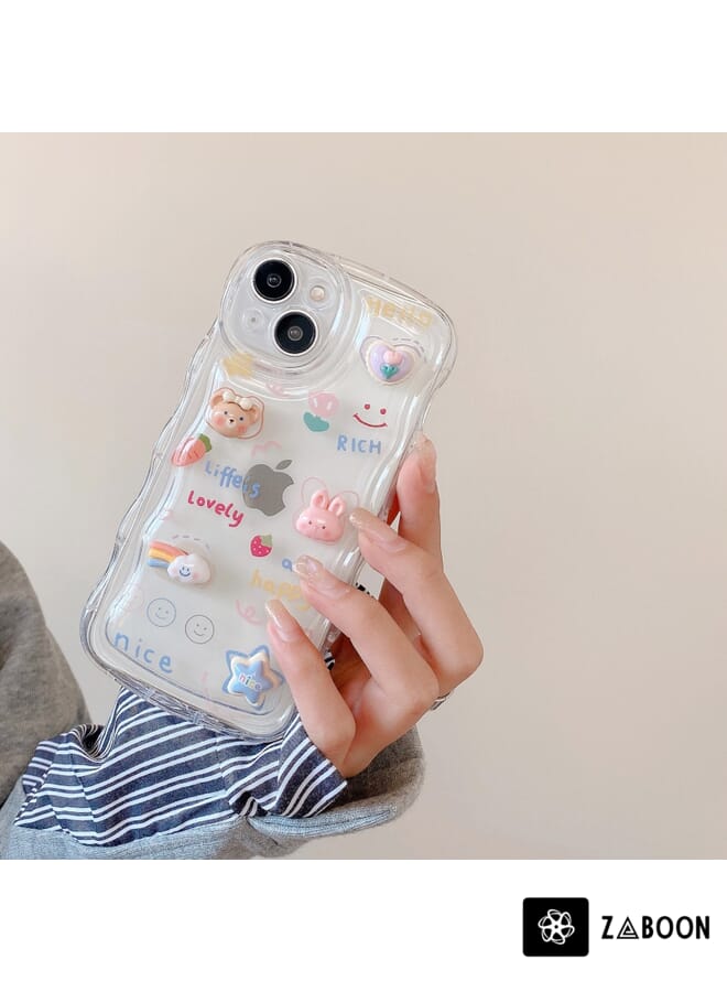 Zaboon Protective Case Cover For iPhone 12 Wave 3D Bear - Image 3