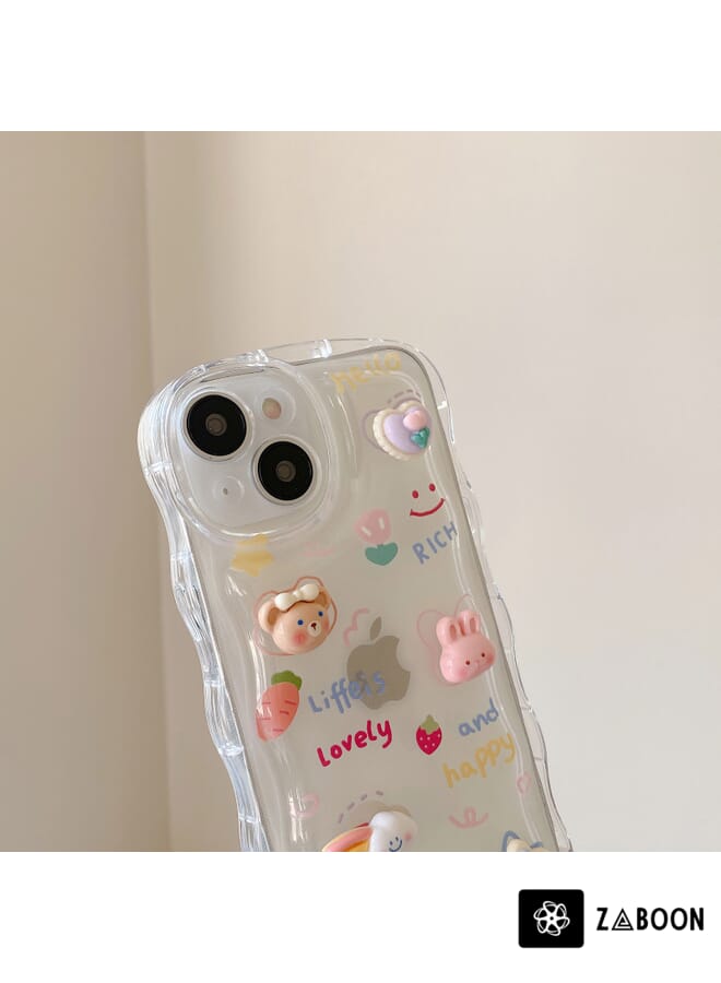 Zaboon Protective Case Cover For iPhone 12 Wave 3D Bear - Image 5