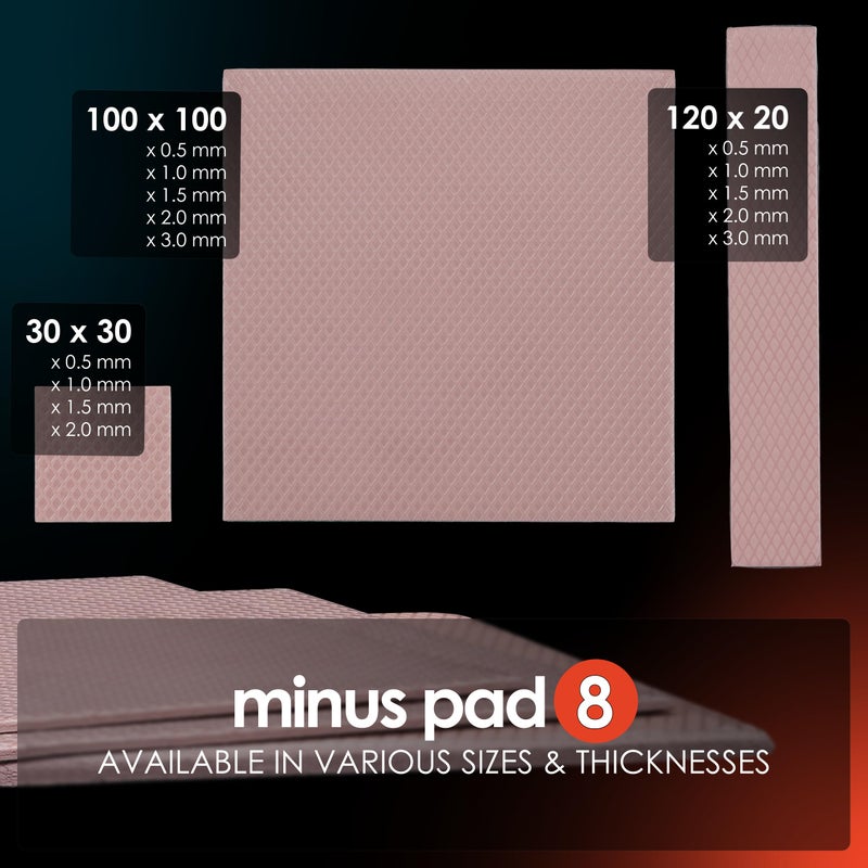 Thermal Grizzly وسادة حرارية جريزلي مينوس 8-100x100x2.0 مم، وسادة واجهة حرارية، غير موصلة كهربائياً، ذات موصلية حرارية عالية وقابلية للضغط لوحدات التخزين SSD، وحدات معالجة الرسوميات GPUs والإلكترونيات. - Image 5