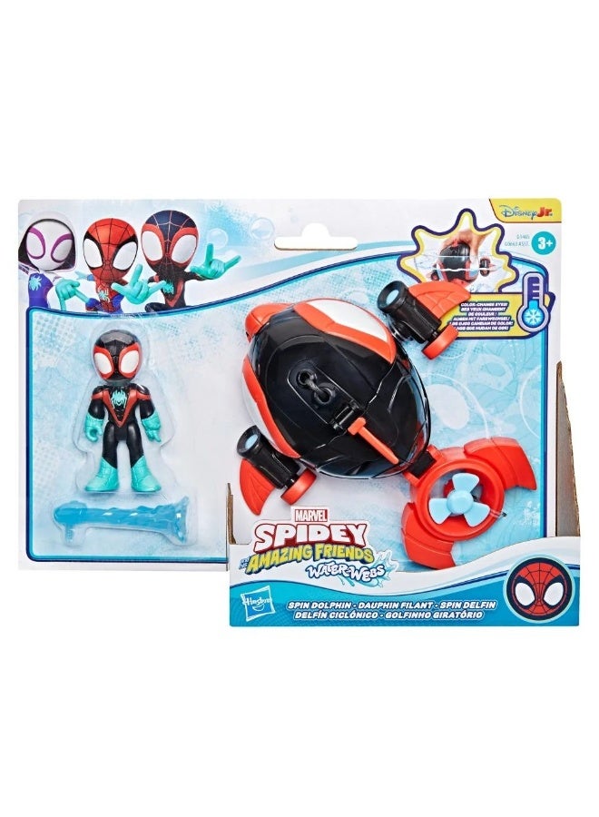 MARVEL Spidey And His Amazing Friends Water-Webs Spin Dolphin Submarine Playset - Image 1