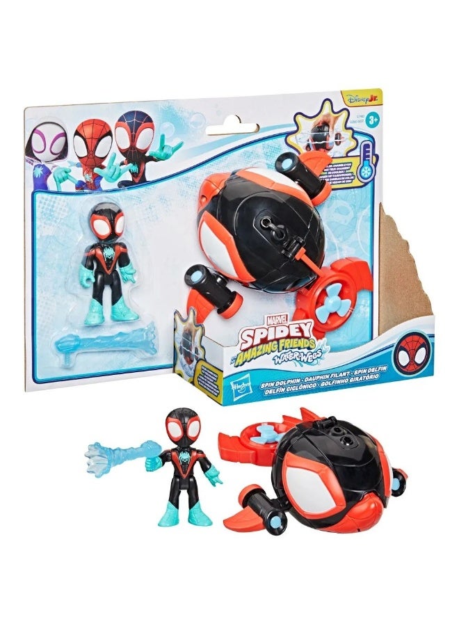 MARVEL Spidey And His Amazing Friends Water-Webs Spin Dolphin Submarine Playset - Image 2