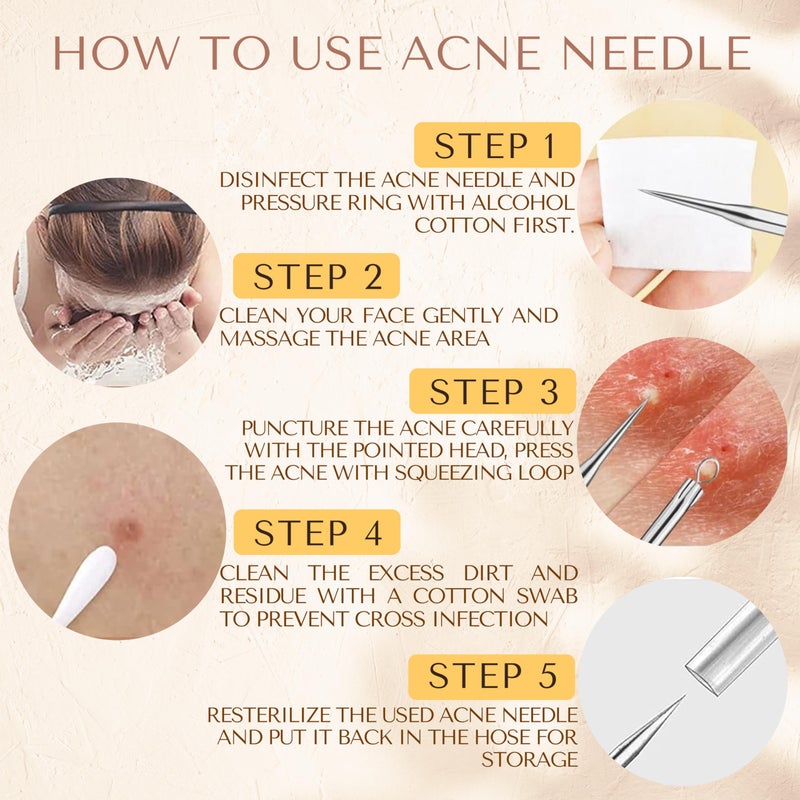 DERMATED 16 قطعة أدوات إزالة الرؤوس السوداء من الفولاذ المقاوم للصدأ 410 | مجموعة أدوات ضغط الحبوب | مجموعة أدوات استخراج الحبوب الاحترافية من الفولاذ المقاوم للصدأ للرؤوس السوداء، الكوميدون، حب الشباب، البثور، والرؤوس البيضاء - Image 2