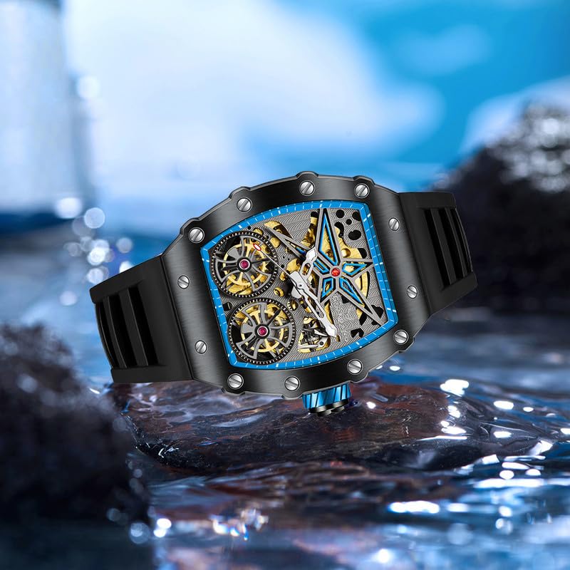 Giordano Luxury Automatic Watch for Men – Mechanical Skeleton Dial, Dual Gear Display,Silicon Strap - Image 3