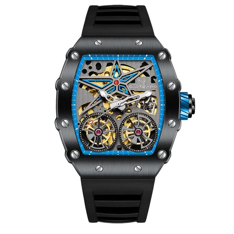 Giordano Luxury Automatic Watch for Men – Mechanical Skeleton Dial, Dual Gear Display,Silicon Strap - Image 1