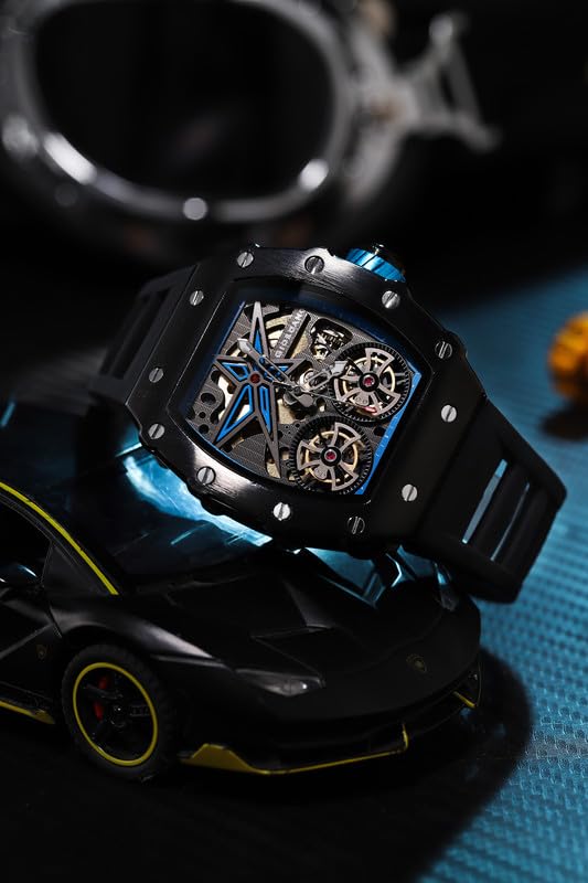 Giordano Luxury Automatic Watch for Men – Mechanical Skeleton Dial, Dual Gear Display,Silicon Strap - Image 5