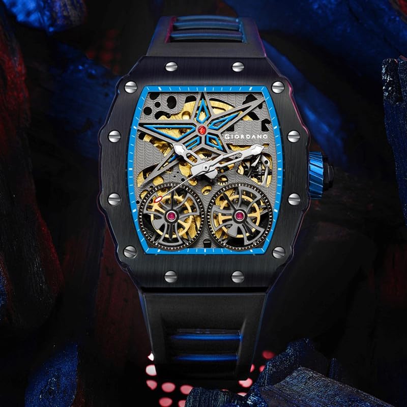 Giordano Luxury Automatic Watch for Men – Mechanical Skeleton Dial, Dual Gear Display,Silicon Strap - Image 4