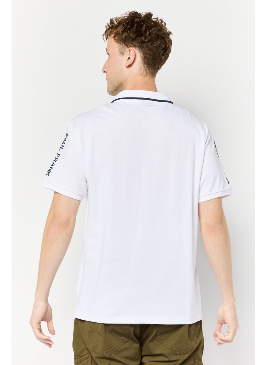 Paul Frank - Men Regular Fit Brand Logo Short Sleeves Polo Shirt, White - Image 1