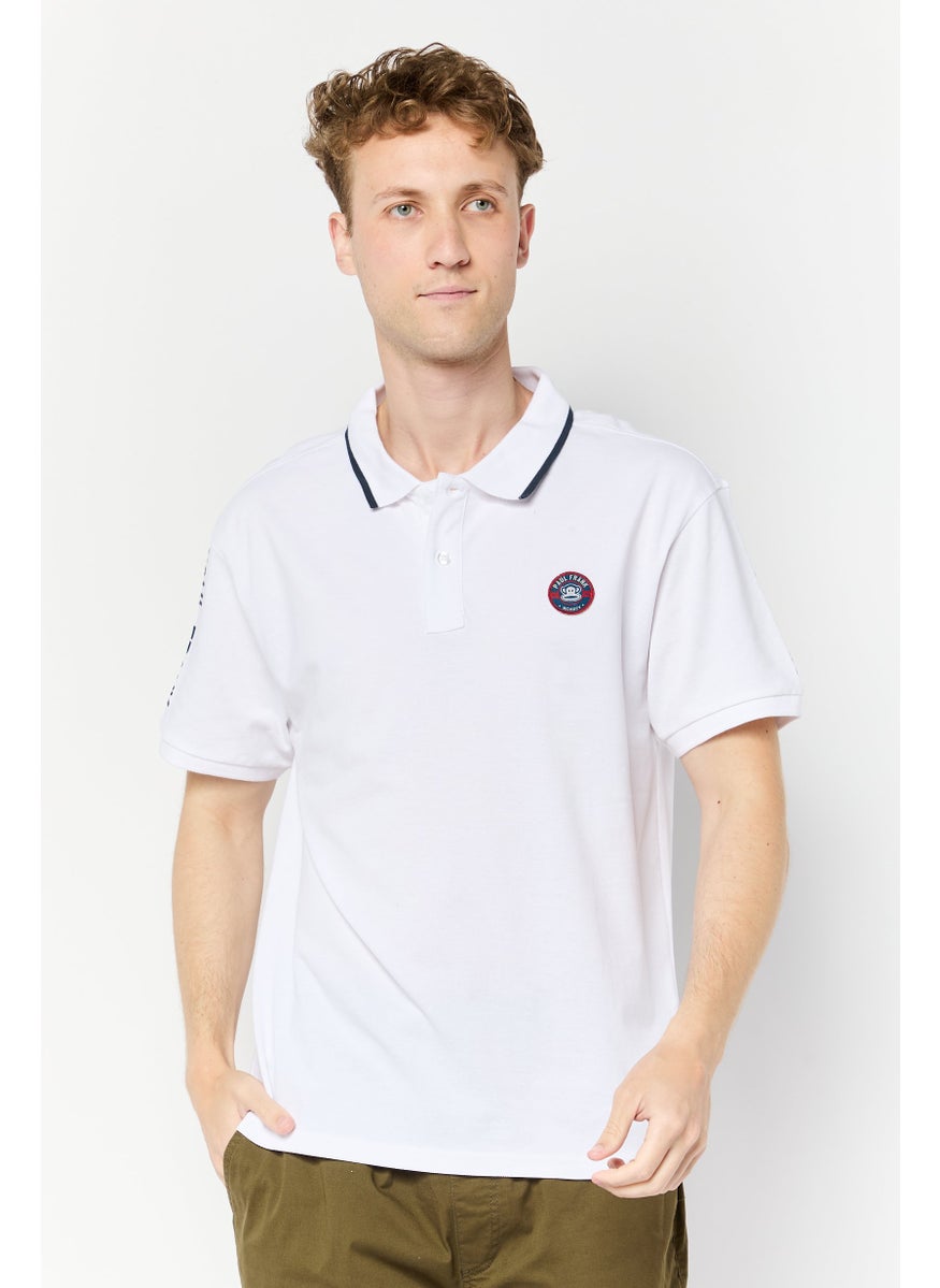 Paul Frank - Men Regular Fit Brand Logo Short Sleeves Polo Shirt, White - Image 1