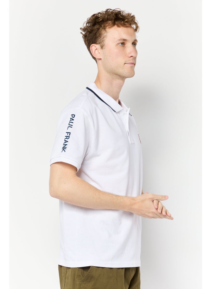 Paul Frank - Men Regular Fit Brand Logo Short Sleeves Polo Shirt, White - Image 1