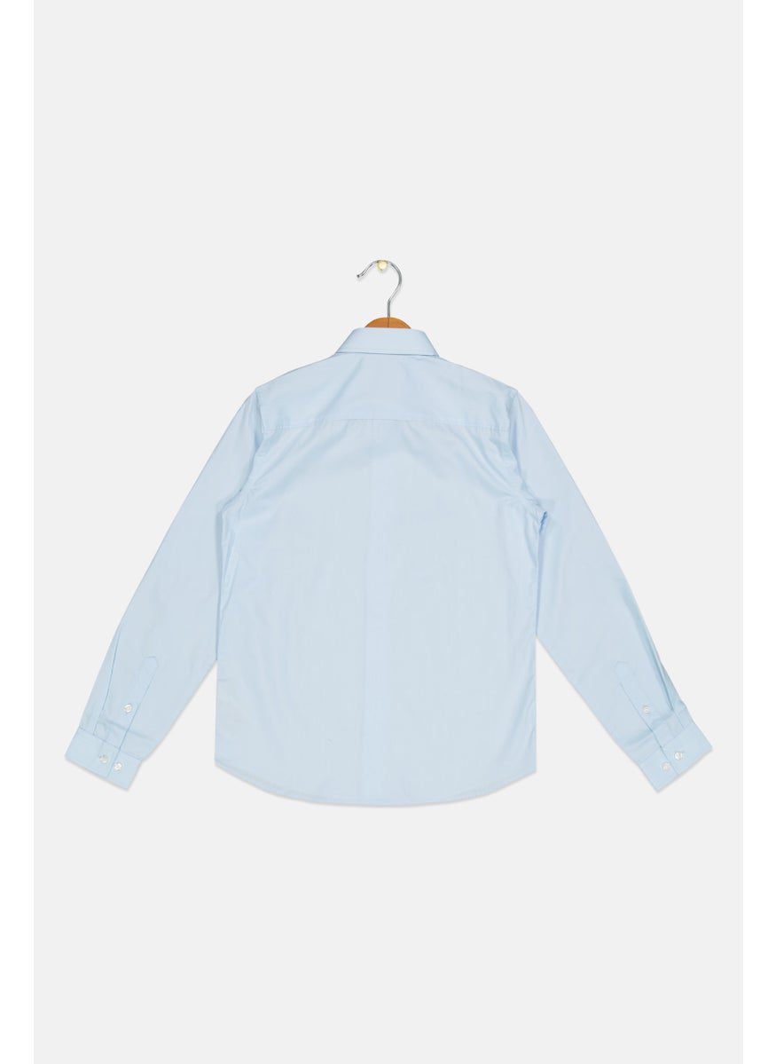 Jack Jones Kids Boy Regular Fit Plain Long Sleeve Casual Shirts, Light Blue  - Image 2