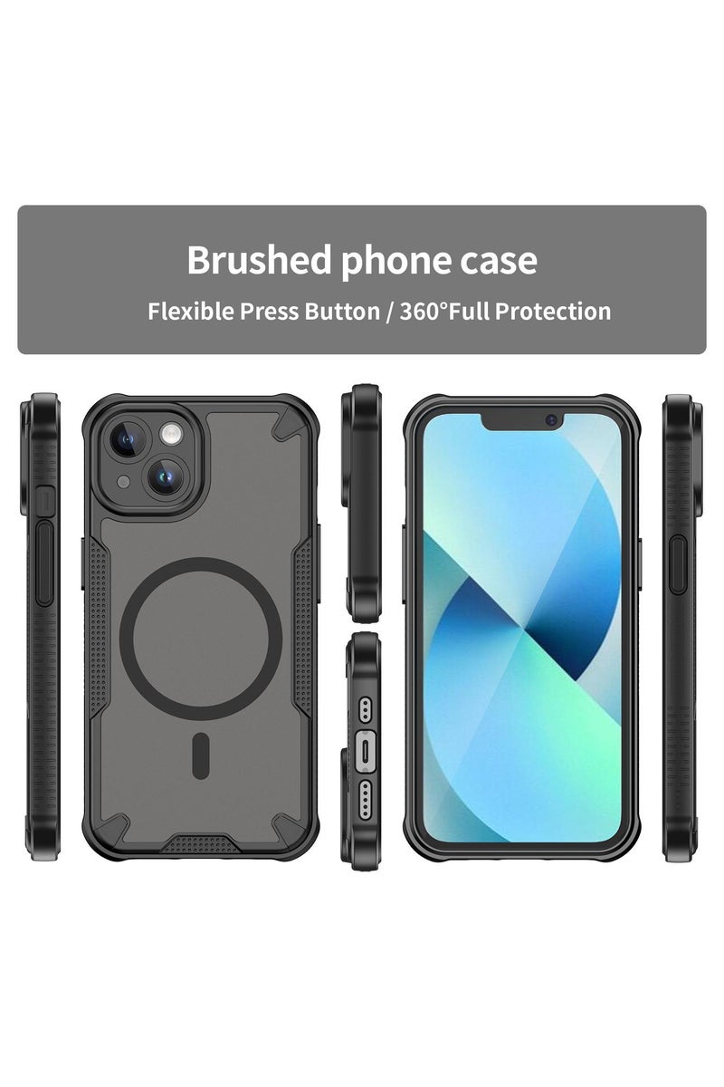 غطاء حمايه لهاتف ايفون 13 جراب ارمور مغناطيسي ياتي بحواف مرتفعة حول الشاشة وعدسة الكاميرا تساعد على منع الخدوش - أسود - Image 2