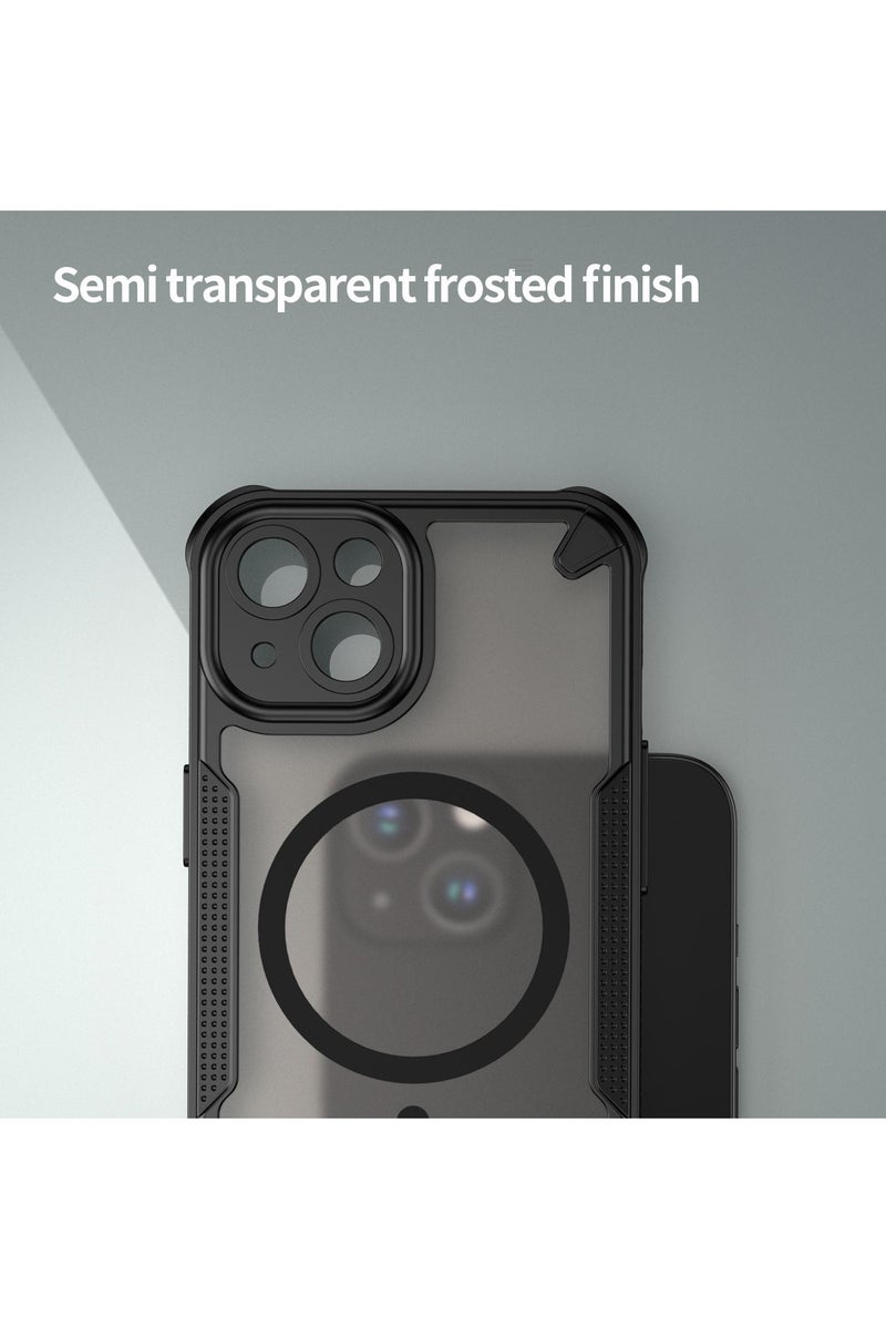 غطاء حمايه لهاتف ايفون 13 جراب ارمور مغناطيسي ياتي بحواف مرتفعة حول الشاشة وعدسة الكاميرا تساعد على منع الخدوش - أسود - Image 5