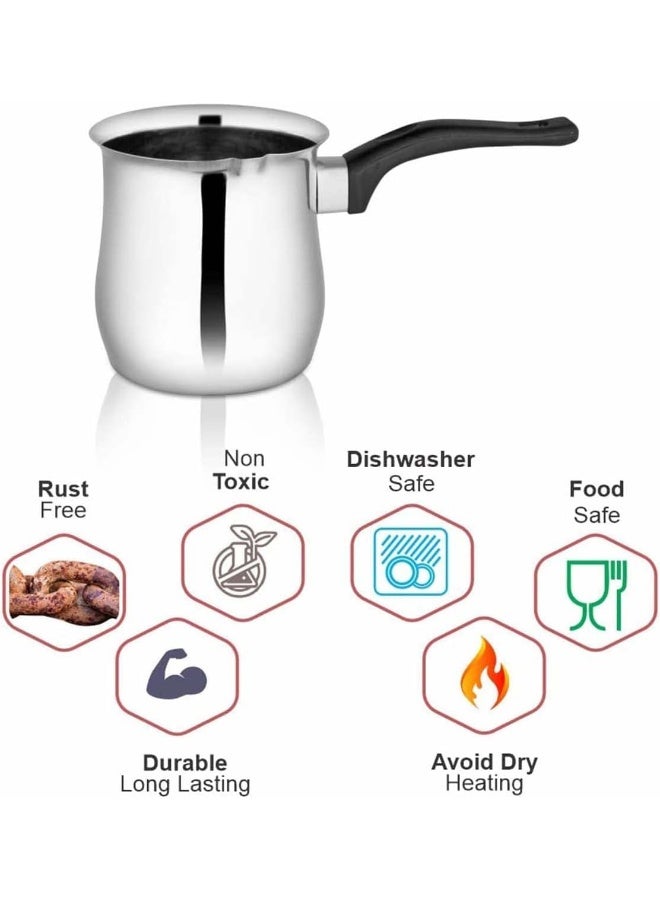 MOMENT 720ML/25oz Turkish Coffee Pot – 304 Stainless Steel Coffee and Butter Warmer, Premium Milk Warmer and Milk Pot with Spout - Image 5