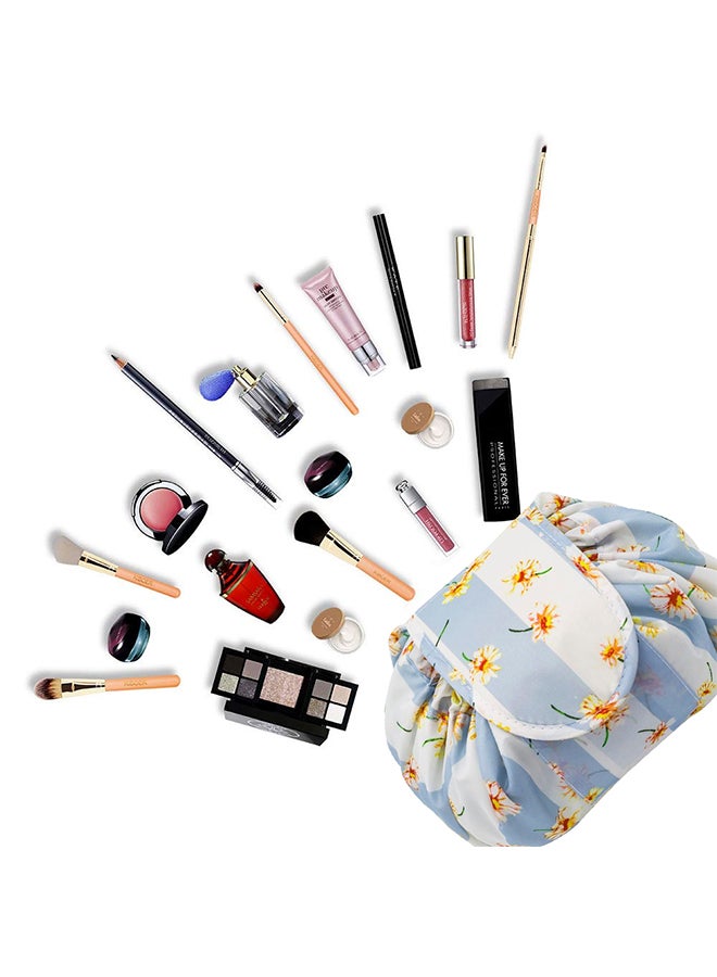 MARGOUN Make up Bag Drawstring Travel Cosmetic Bag Round Magic Toiletry Beauty Kit Pouch Flowering Multicolour - Image 1