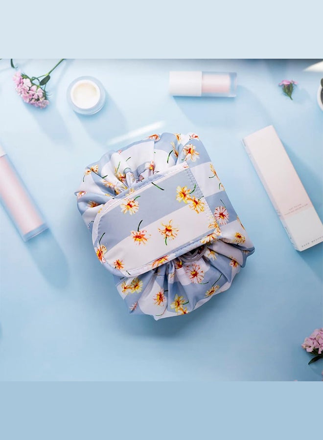 MARGOUN Make up Bag Drawstring Travel Cosmetic Bag Round Magic Toiletry Beauty Kit Pouch Flowering Multicolour - Image 5