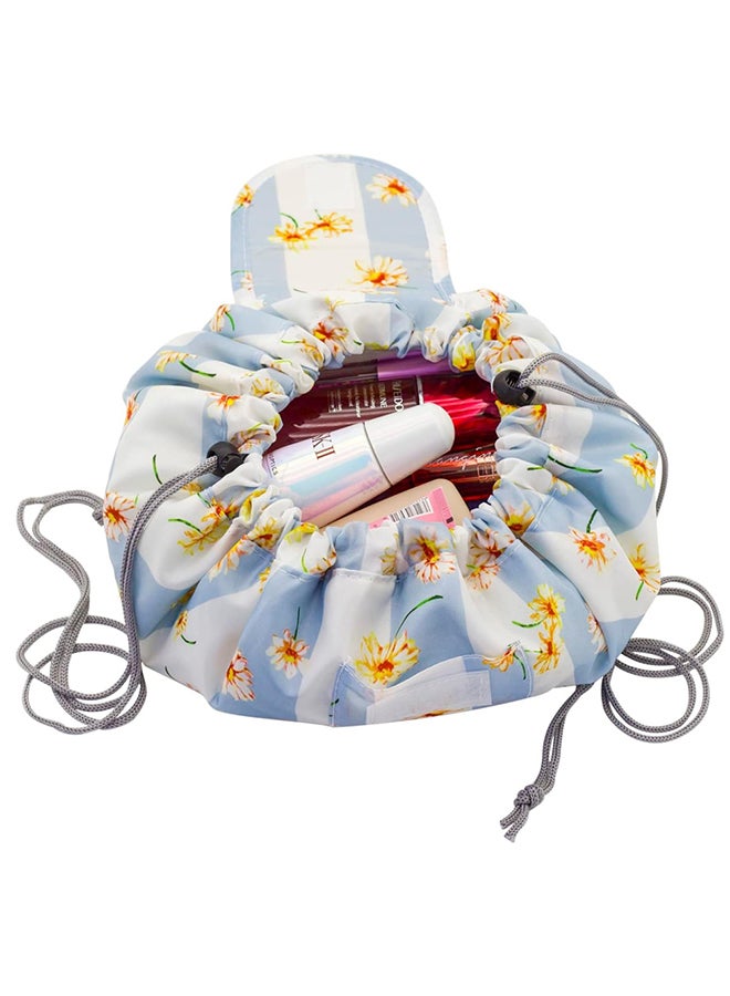 MARGOUN Make up Bag Drawstring Travel Cosmetic Bag Round Magic Toiletry Beauty Kit Pouch Flowering Multicolour - Image 3