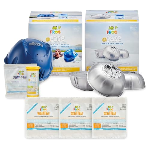 FROG @Ease Floating System for Hot Tubs - Quick & Easy Self-Regulating Hot Tub Sanitizer - Hot Tub Maintenance System with Sanitizing Minerals & SmartChlor Technology - 4 Month Bundle+ - Image 1