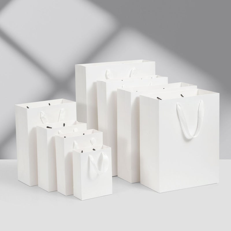 White Gift Bags 20*10*28cm High Capacity Bulk Gift Bags - Sturdy 220 Gsm Paper With Reinforced Bottom Gift Bags With Handles for Wedding Party Business Craft Events - Image 2