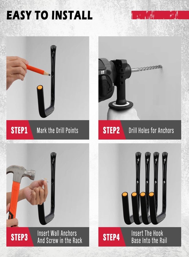 SEDY 4-Piece 15" 100 Lbs Heavy Duty Garage Storage Hooks, Kayak Storage Rack Garage Hooks Jumbo Arm Kayak Wall Mount for Hanging Surfboard Snowboard Paddle Board Ladders Bikes - Image 4