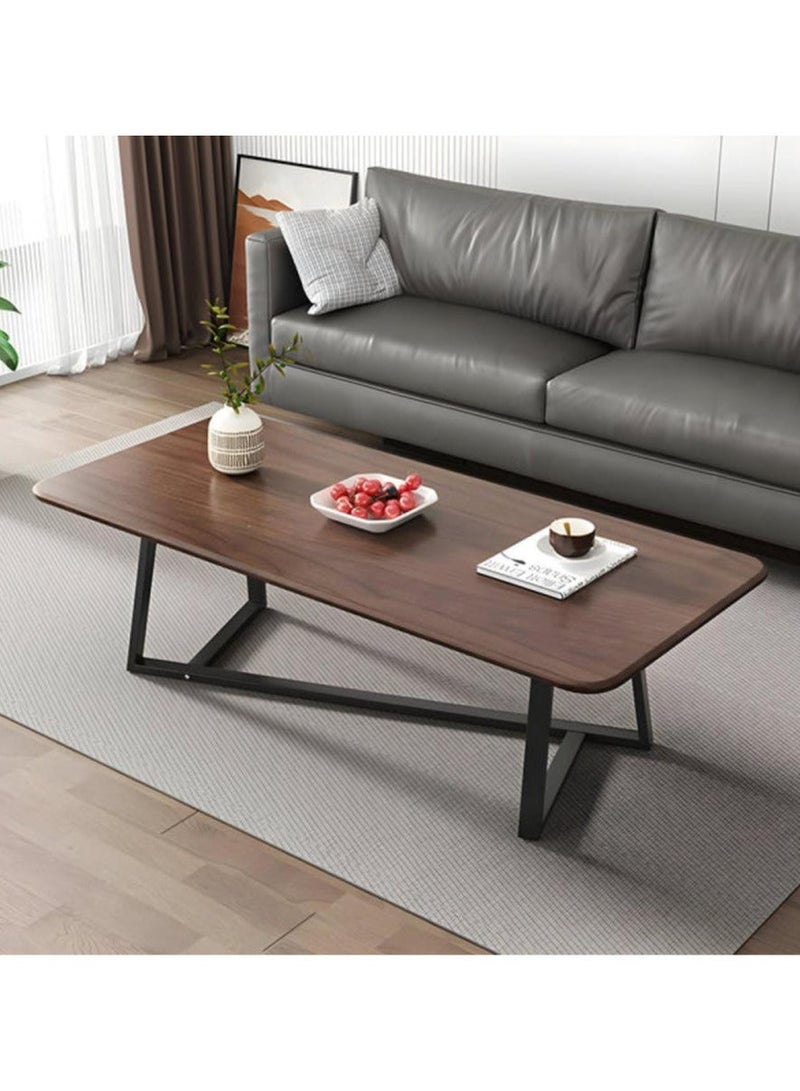 طاولة قهوة مستطيلة بأرجل بإطار فولاذي وسطح مكتب كبير أنيق-EI-204 - Image 2