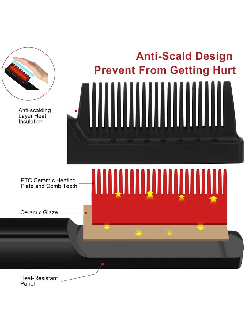 Y&D Hair Straightener Brush 2 in 1 Beard and Straightening Comb 60s Ceramic PTC Heating with 6 Temperature Anti Scald Design for Women Men All Type  - Image 4