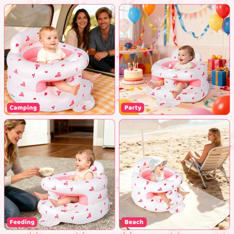 CandyHome Inflatable Baby Seat for 3-36 Months, Baby Seats for Infants for Sitting Up with Back Support Built in Air Pump, Surround Sit Me Up Floor Seat for Baby Chair for Learning Sit, Feeding (Rabbit) - Image 5