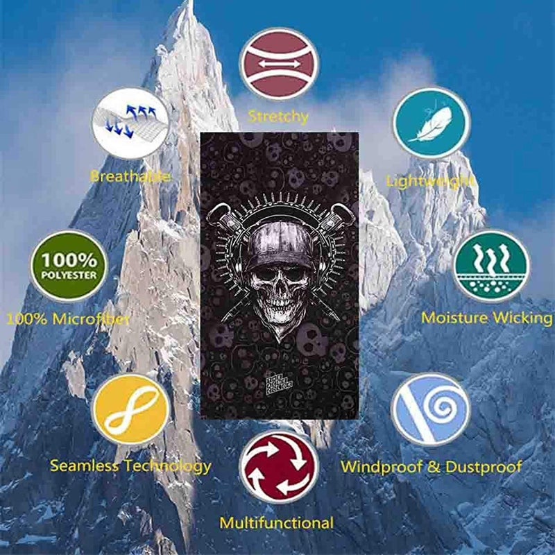 Dollit Unisex Headwear Headband Head Wrap UV Resistence Sports Bandana Magic Scarf Face Mask (Assorted Color and Design) Pack of 10, multi color, free size (HWB-003) - Image 2