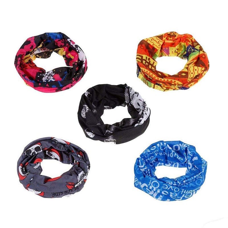 Dollit Unisex Headwear Headband Head Wrap UV Resistence Sports Bandana Magic Scarf Face Mask (Assorted Color and Design) Pack of 10, multi color, free size (HWB-003) - Image 5