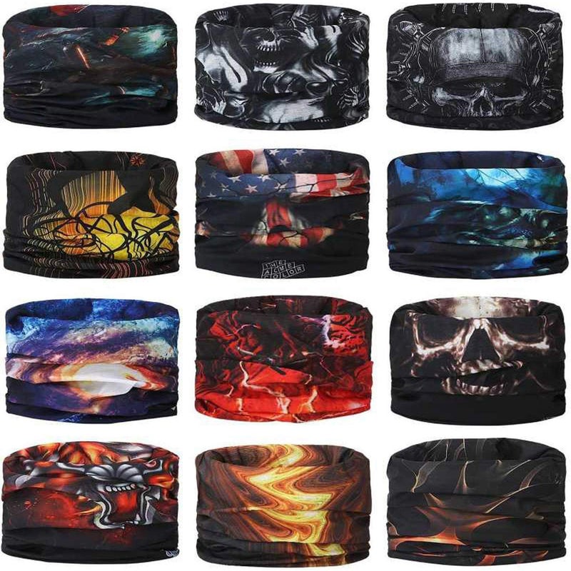 Dollit Unisex Headwear Headband Head Wrap UV Resistence Sports Bandana Magic Scarf Face Mask (Assorted Color and Design) Pack of 10, multi color, free size (HWB-003) - Image 4