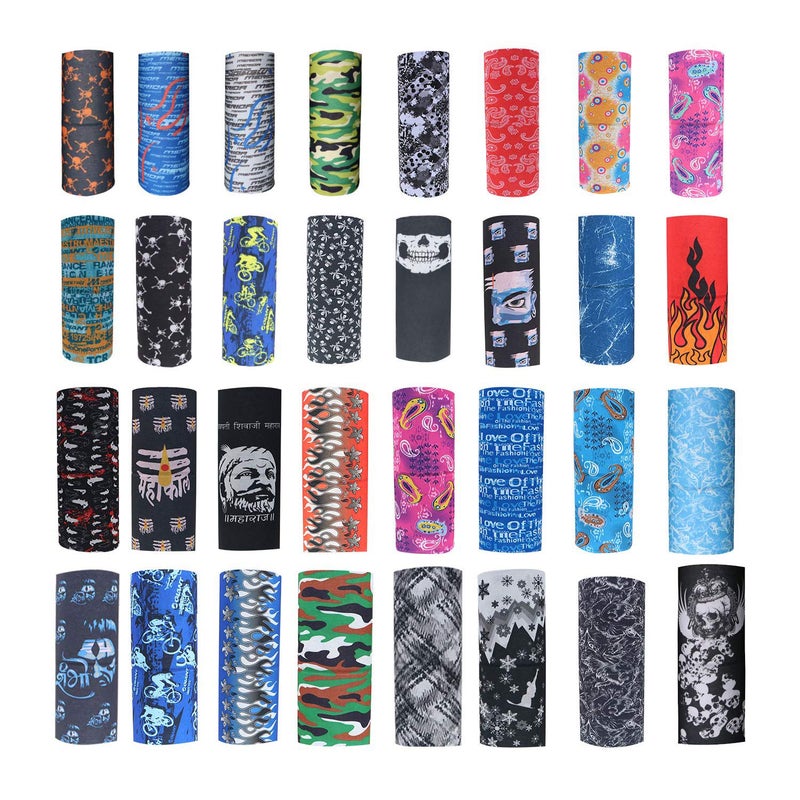 Dollit Unisex Headwear Headband Head Wrap UV Resistence Sports Bandana Magic Scarf Face Mask (Assorted Color and Design) Pack of 10, multi color, free size (HWB-003) - Image 1