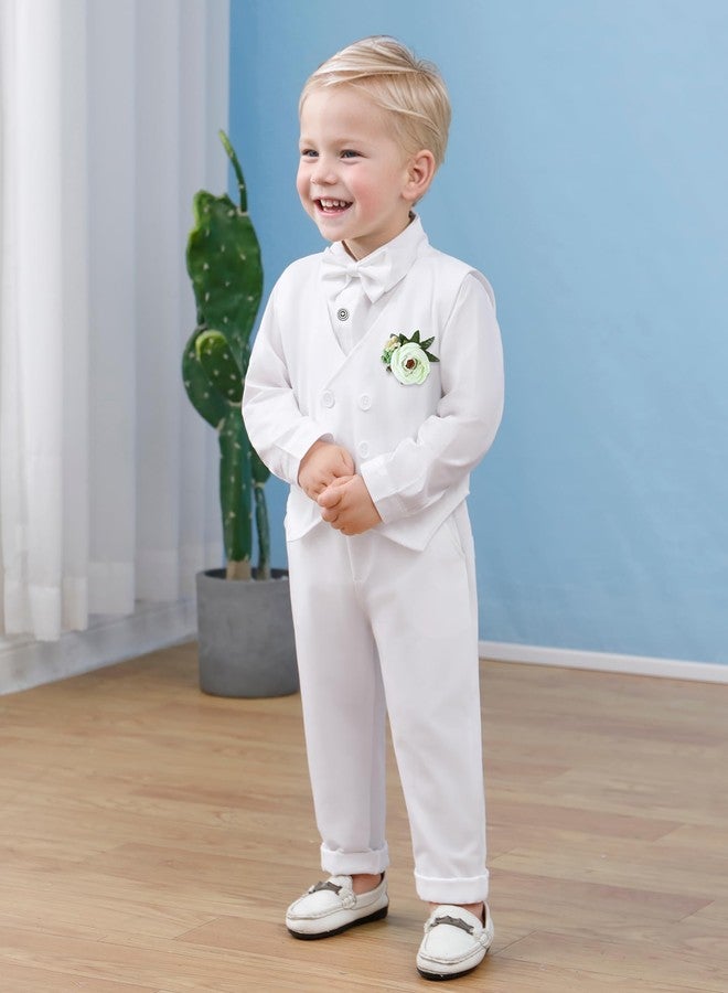DISAUR Baby Boy Fall Outfit White Dress Skirts Vest Pants Set Infant Thanksgiving Outfit Boy 3 Months 6 Months - Image 5