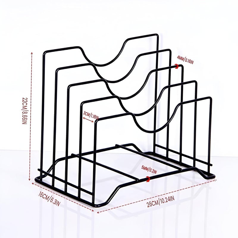 PRAMANTA Pot Pan Organizer Rack for Kitchen Heavy Duty Multipurpose Pot Lid Holders Pan Stand Tawa Rack Holder Stand Shelf Organizer 1Pcs - Image 4