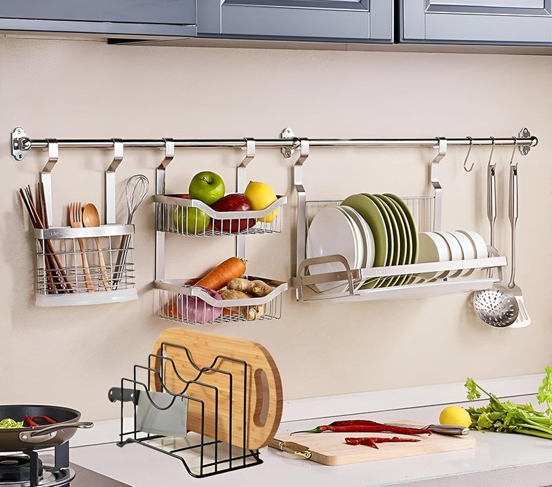 PRAMANTA Pot Pan Organizer Rack for Kitchen Heavy Duty Multipurpose Pot Lid Holders Pan Stand Tawa Rack Holder Stand Shelf Organizer 1Pcs - Image 5